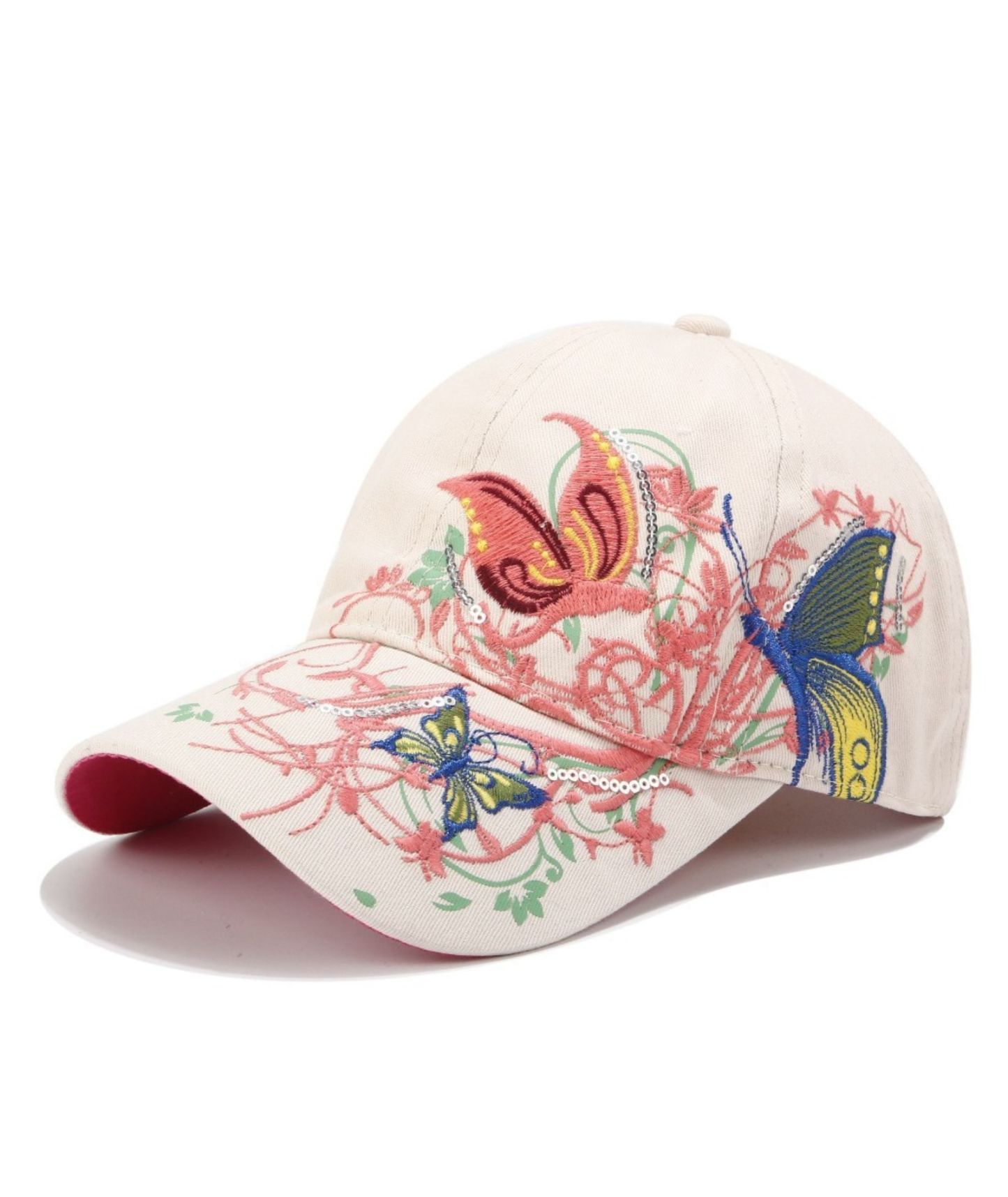 ZITY Womens Embroidered Butterfly Sequin Baseball Caps Adjustable Cotton Summer Hats