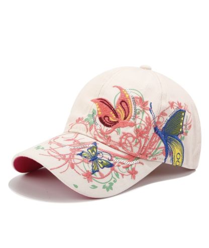 ZITY Womens Embroidered Butterfly Sequin Baseball Caps Adjustable Cotton Summer Hats