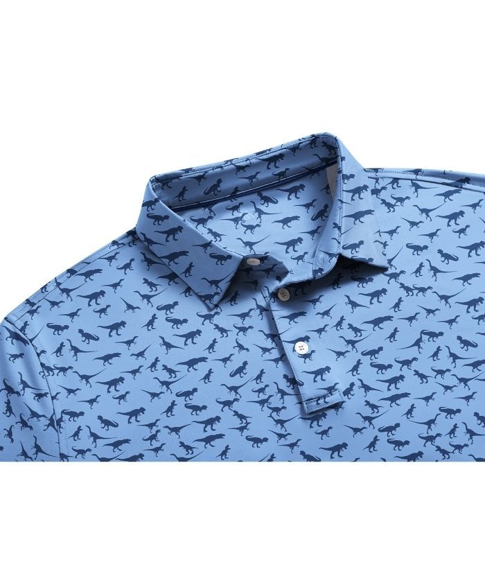 ZITY Men's Button Up Dri Fit Printed Polo Shirt-CUMPO05527