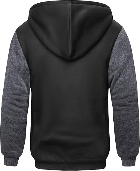 ZITY Men's Full Zip Up Contrast Color Fleece Hoodie-zity1712