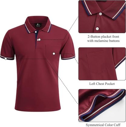 ZITY Men's Button Up Dri Fit Golf Polo Shirt-CFMPO00134
