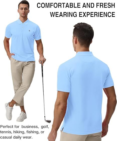ZITY Men's Moisture Wicking Slim Fit Golf Polo Shirt-CEMPO01637