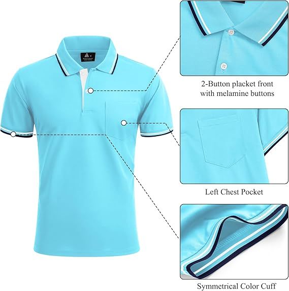 ZITY Men's Button Up Dri Fit Golf Polo Shirt-CFMPO00134