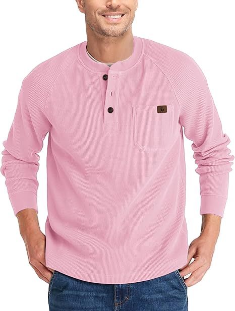 ZITY Men's Long Sleeve Casual Waffle Thermal Henley Shirt-CUMLS03493