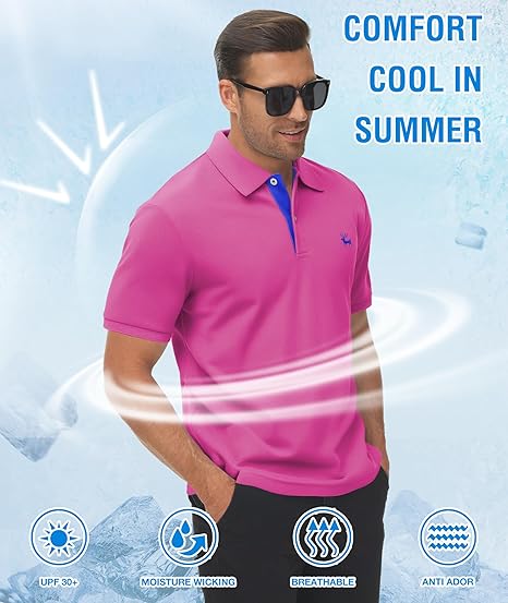 ZITY Men's Moisture Wicking Slim Fit Golf Polo Shirt-CEMPO01637