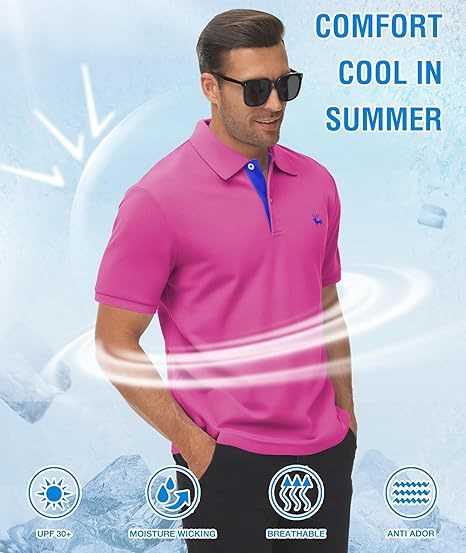 ZITY Men's Moisture Wicking Slim Fit Golf Polo Shirt-CEMPO01637