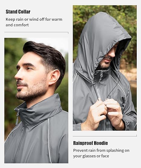 ZITY Men's Waterproof Lightweight Hooded Rainsuit-TUMRS05175
