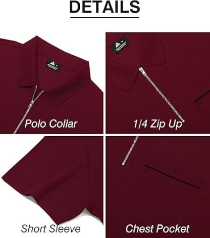 ZITY Men's Quarter Zip Slim Fit Polo Shirt-ZPK008403