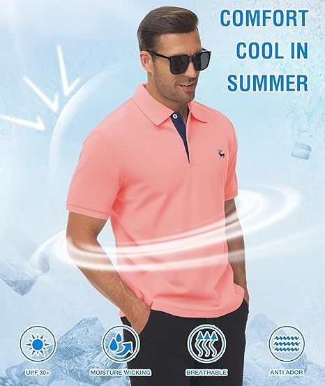 ZITY Men's Moisture Wicking Slim Fit Golf Polo Shirt-CEMPO01637