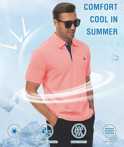 ZITY Men's Moisture Wicking Slim Fit Golf Polo Shirt-CEMPO01637
