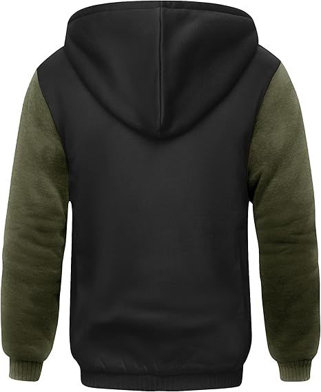 ZITY Men's Full Zip Up Contrast Color Fleece Hoodie-zity1712