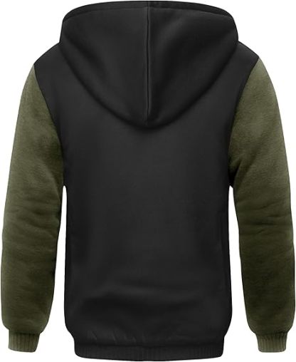ZITY Men's Full Zip Up Contrast Color Fleece Hoodie-zity1712