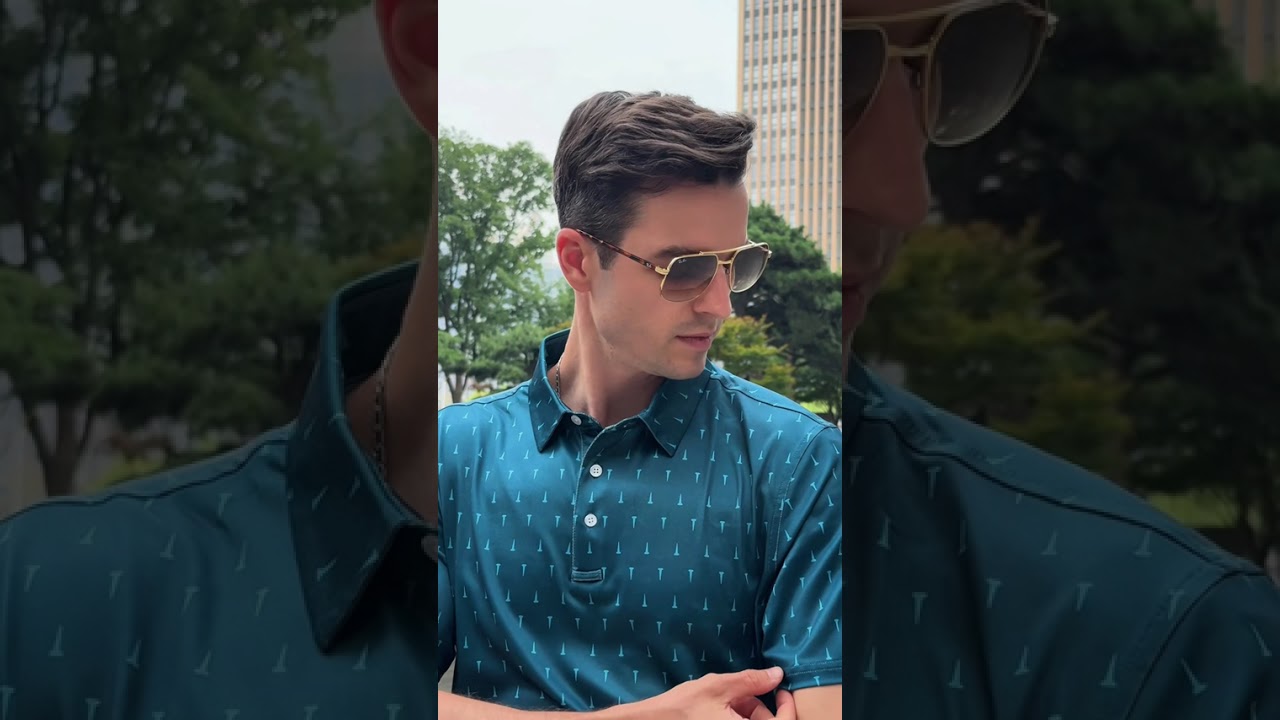ZITY Men's Button Up Dri Fit Printed Polo Shirt-CUMPO05527