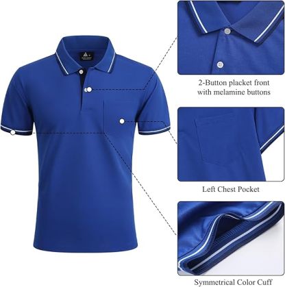 ZITY Men's Button Up Dri Fit Golf Polo Shirt-CFMPO00134