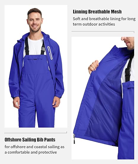 ZITY Men's Waterproof Jacket and Bibs Pants Rainwear-CUMRS03371