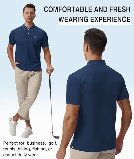 ZITY Men's Moisture Wicking Slim Fit Golf Polo Shirt-CEMPO01637