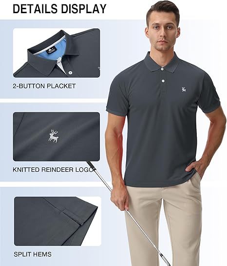 ZITY Men's Moisture Wicking Slim Fit Golf Polo Shirt-CEMPO01637
