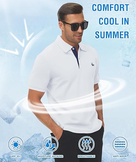 ZITY Men's Moisture Wicking Slim Fit Golf Polo Shirt-CEMPO01637