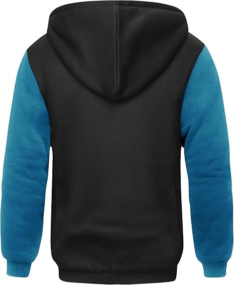 ZITY Men's Full Zip Up Contrast Color Fleece Hoodie-zity1712