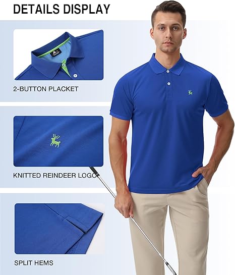 ZITY Men's Moisture Wicking Slim Fit Golf Polo Shirt-CEMPO01637