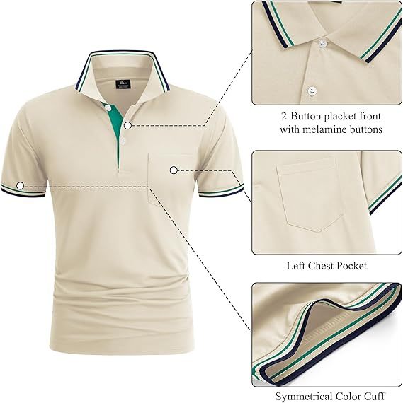 ZITY Men's Button Up Dri Fit Golf Polo Shirt-CFMPO00134