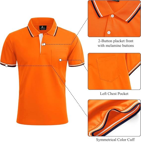 ZITY Men's Button Up Dri Fit Golf Polo Shirt-CFMPO00134