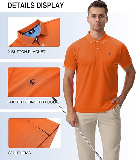 ZITY Men's Moisture Wicking Slim Fit Golf Polo Shirt-CEMPO01637