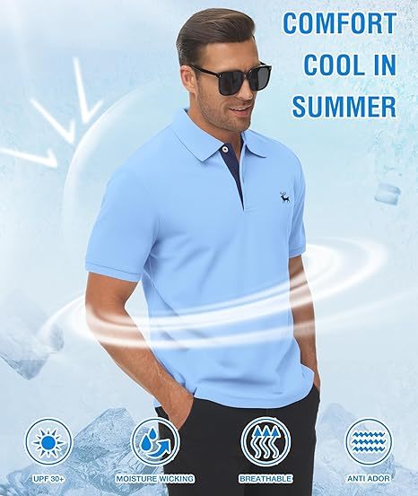 ZITY Men's Moisture Wicking Slim Fit Golf Polo Shirt-CEMPO01637