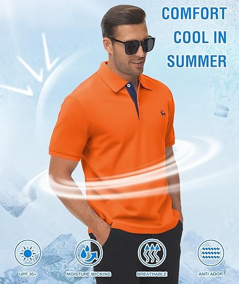 ZITY Men's Moisture Wicking Slim Fit Golf Polo Shirt-CEMPO01637