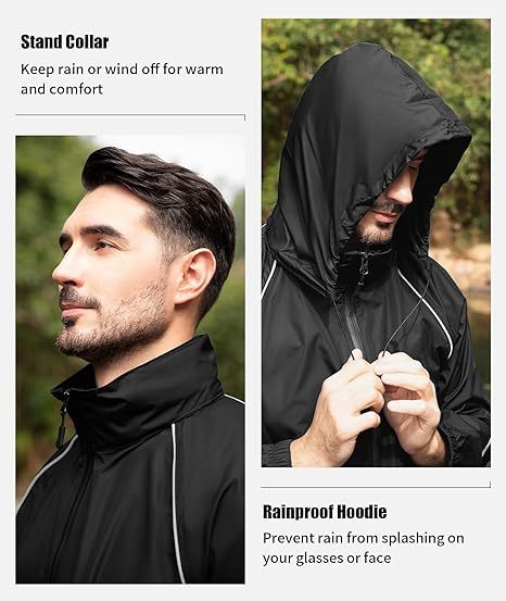 ZITY Men's Waterproof Lightweight Hooded Rainsuit-TUMRS05175