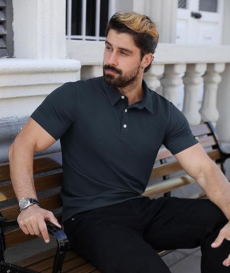 ZITY Men's Textured Dri Fit Performance Polo Shirt-CUMPO05145