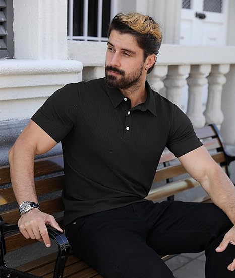 ZITY Men's Textured Dri Fit Performance Polo Shirt-CUMPO05145