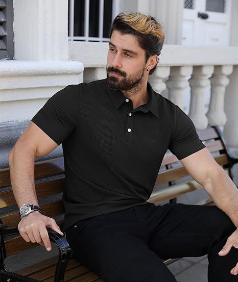 ZITY Men's Textured Dri Fit Performance Polo Shirt-CUMPO05145