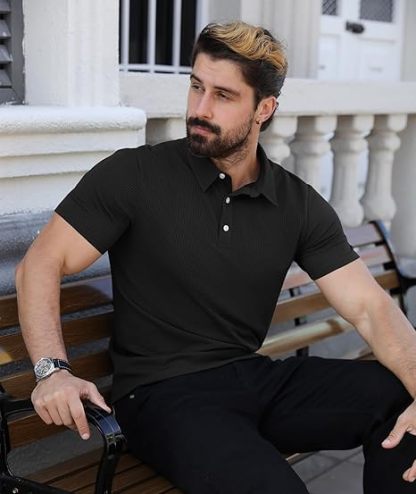 ZITY Men's Textured Dri Fit Performance Polo Shirt-CUMPO05145