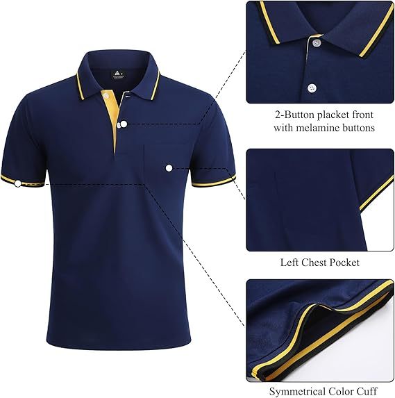 ZITY Men's Button Up Dri Fit Golf Polo Shirt-CFMPO00134