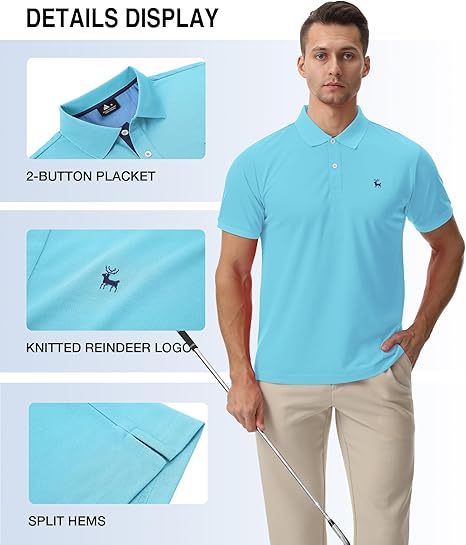 ZITY Men's Moisture Wicking Slim Fit Golf Polo Shirt-CEMPO01637