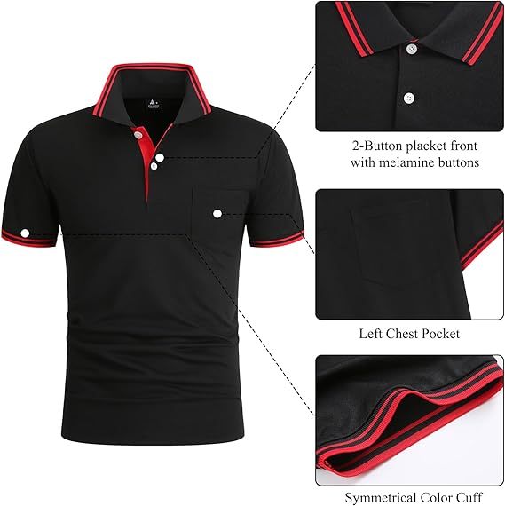 ZITY Men's Button Up Dri Fit Golf Polo Shirt-CFMPO00134