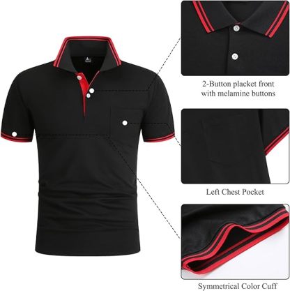 ZITY Men's Button Up Dri Fit Golf Polo Shirt-CFMPO00134
