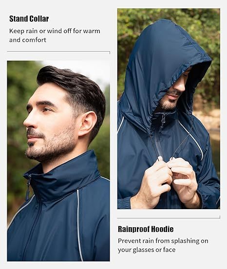 ZITY Men's Waterproof Lightweight Hooded Rainsuit-TUMRS05175