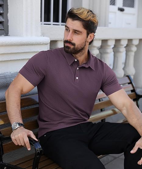 ZITY Men's Textured Dri Fit Performance Polo Shirt-CUMPO05145