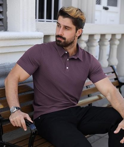 ZITY Men's Textured Dri Fit Performance Polo Shirt-CUMPO05145