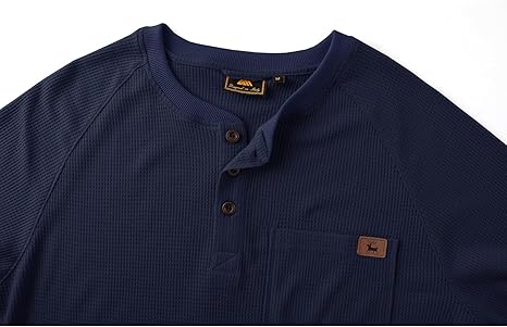 ZITY Men's Long Sleeve Casual Waffle Thermal Henley Shirt-CUMLS03493