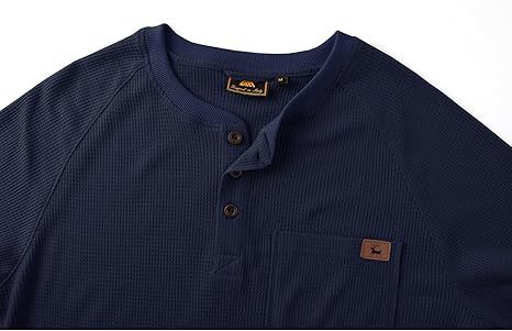 ZITY Men's Long Sleeve Casual Waffle Thermal Henley Shirt-CUMLS03493