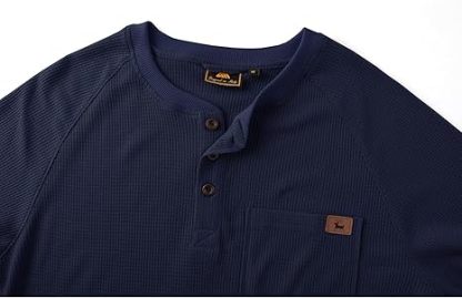 ZITY Men's Long Sleeve Casual Waffle Thermal Henley Shirt-CUMLS03493