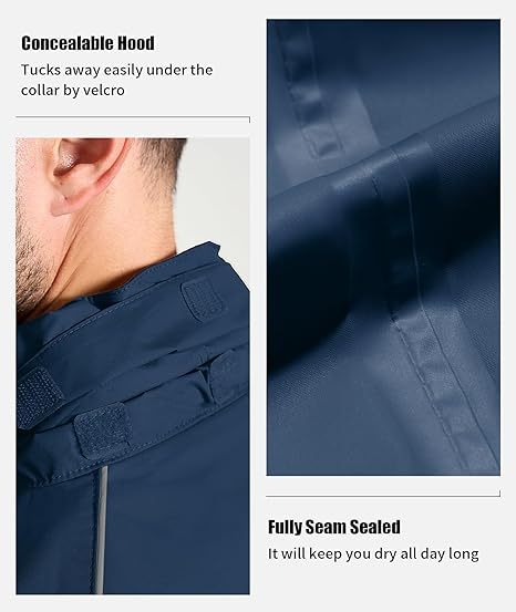 ZITY Men's Waterproof Lightweight Hooded Rainsuit-TUMRS05175