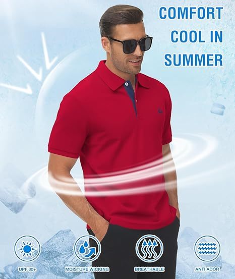 ZITY Men's Moisture Wicking Slim Fit Golf Polo Shirt-CEMPO01637