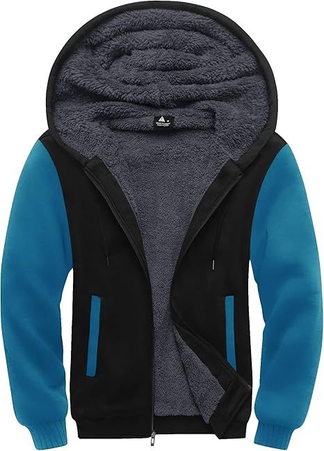 ZITY Men's Full Zip Up Contrast Color Fleece Hoodie-zity1712