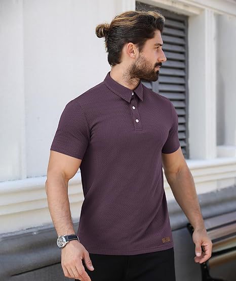 ZITY Men's Textured Dri Fit Performance Polo Shirt-CUMPO05145