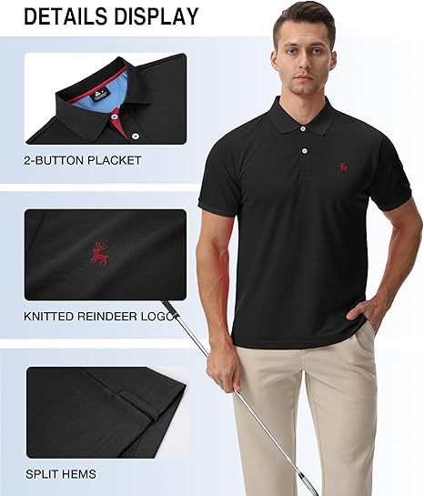 ZITY Men's Moisture Wicking Slim Fit Golf Polo Shirt-CEMPO01637