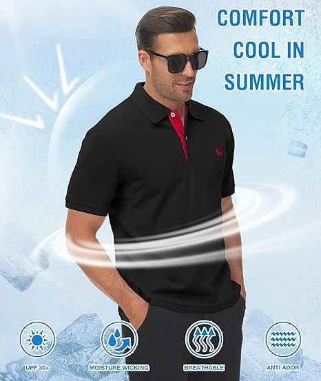 ZITY Men's Moisture Wicking Slim Fit Golf Polo Shirt-CEMPO01637